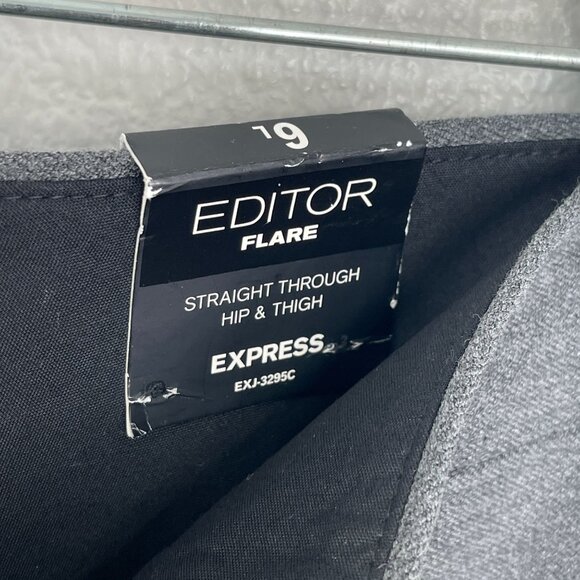 NEW Express Editor Womens 6 Long Flare Pants Gray Straight Through Hip Thigh - Picture 6 of 11